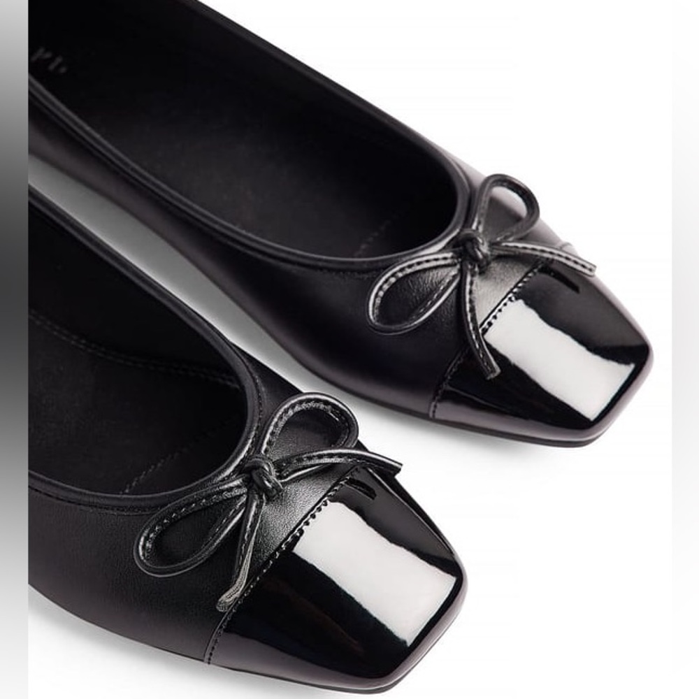 NWT Na-kd Contrast Toe Ballerinas Square Toe Flats in Black Size 7.5 38